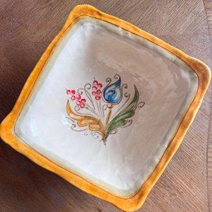 Vintage Italian Hand-Made Square Ceramic Serving Bowl